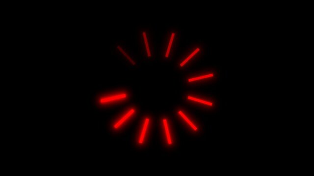 Loading circle neon animation. 4K clip with alpha channel. Looped gradient loading circle icon animation against the black background.