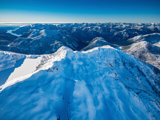 Fototapeta premium Stock Aerial Photo of Mountainous Terrain North of Coquitlam Lake, Canada