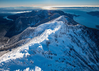 Stock Aerial Photo of Howe Sound Crest Trail In Winter, Canada