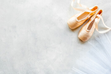 Obraz na płótnie Canvas Ballet skirt and pointe shoes pointe shoes for ballerina