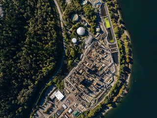 Stock aerial photo of Oil refinery Burnaby, Canada