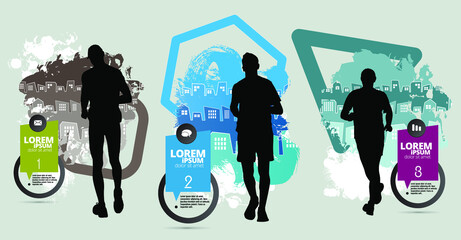Running marathon, people run, sport background ready for poster or banner vector illustration 