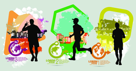 Running marathon, people run, sport background ready for poster or banner vector illustration 