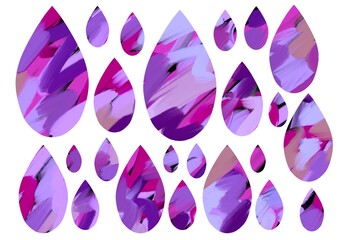 Set with coloured water rain drops for stickers and postcard and cards and kids and magazines