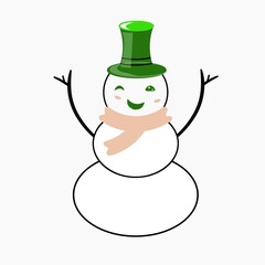 Cute snowman, illustration on a white background.