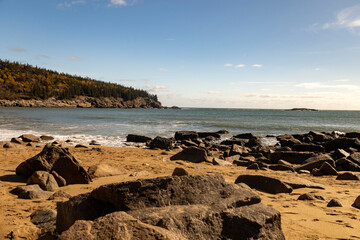 Fototapeta na wymiar Beach with rocks and sand