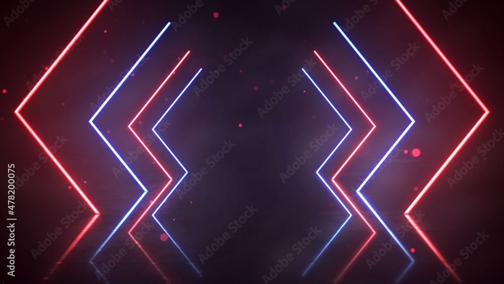 Poster 3d rendering neon lights background. bright neon lines background. intelligence artificial. abstract