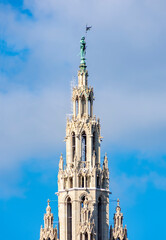 Vienna City Hall (Rathaus) tower in Austria