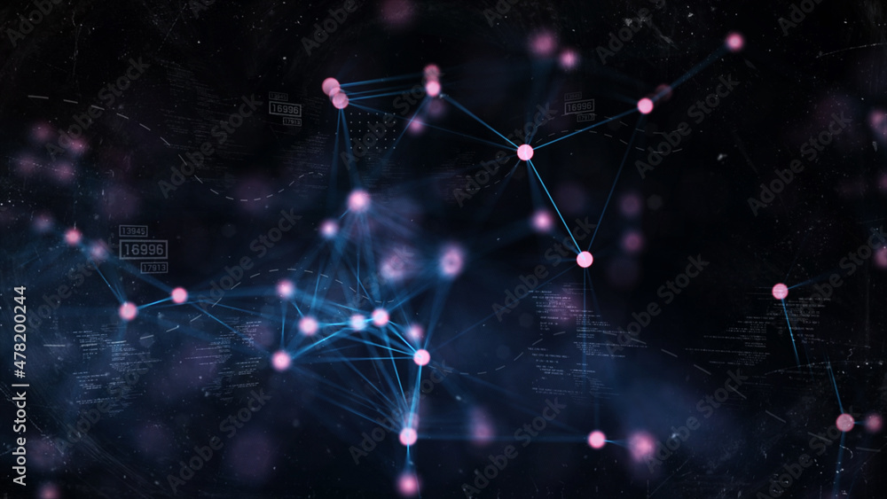 Poster ai technology, robotic technology system, molecule of chemical, atom cell plexus and science, abstra