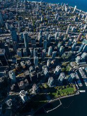 Stock aerial photo of Burrard Downtown Vancouver, Canada