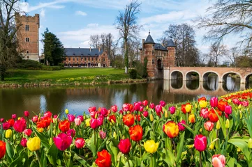 Fotobehang Groot Bijgaarden Castle in Brussels architecture background and famous gardens © Geert