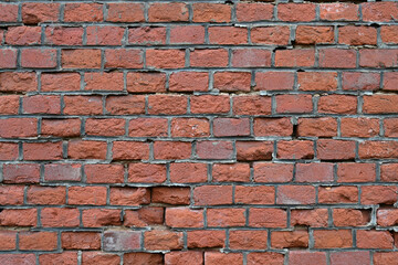 Texture of a wall from old red bricks.