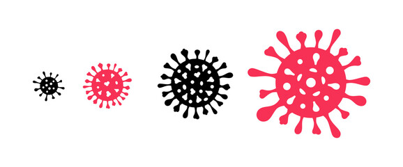 SARS-CoV-2 Coronavirus Bacteria Cell Icon, 2019-nCoV, Covid-2019, Coronavirus Bacteria. No Infection and Stop Coronavirus Concepts