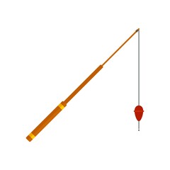 Fishing rod stick icon flat isolated vector