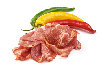 Jamon, jerked meat, isolated on white background.