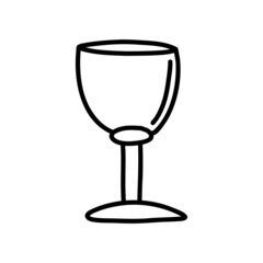 Wine glass on a white background. Vector illustration in the style of a doodle