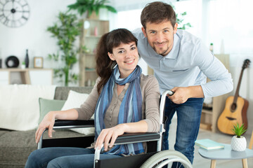 Fototapeta na wymiar young happy couple despite handicap