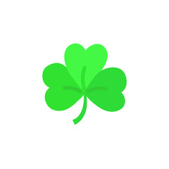 Green clover leaf. Flat vector illustration isolated on white.