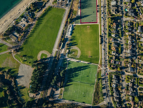 Stock Aerial Photo Of Ambleside Park West Vancouver , Canada