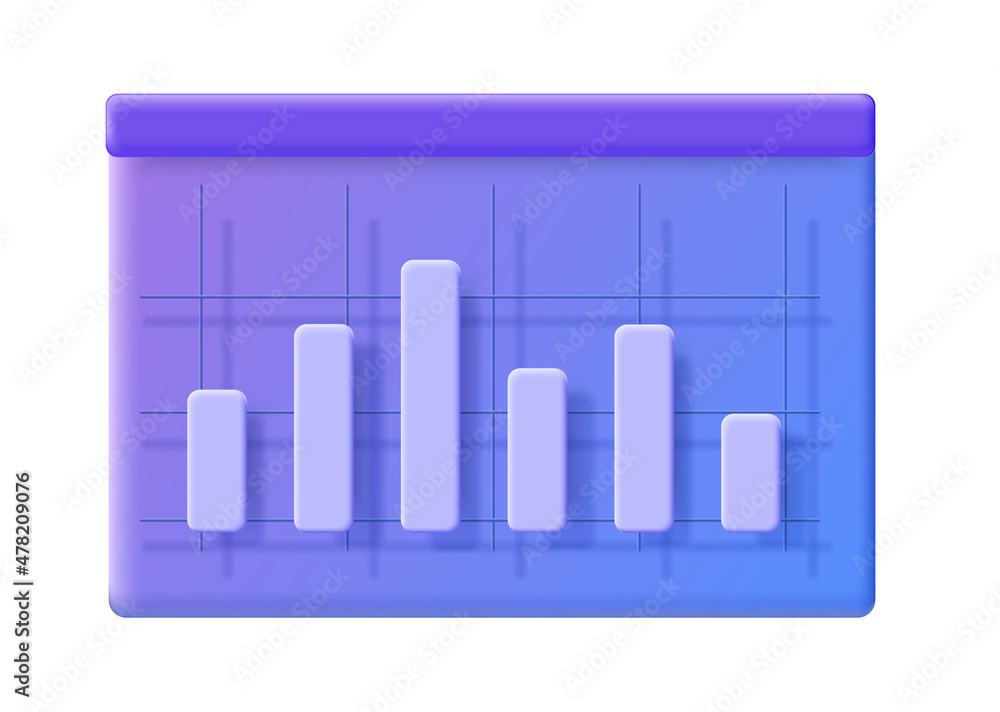 Fototapete graph icon in trendy 3d style isolated on white background. chart bar symbol for your web site. diag