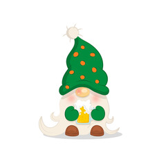 cute drunken gnome with a mug of beer st patrick's day
