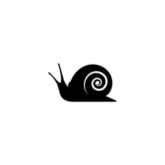 Sign or Snail symbol snail. Isolated black silhouette snail on white background. Icon snail. Vector illustration