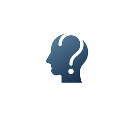Human head with question mark symbol. FAQ concept. Stock vector illustration isolated on white background