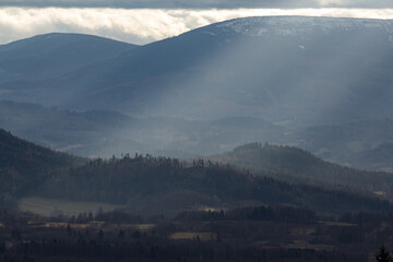 Fototapeta na wymiar Panorama of the Sudetes from Rudawy Janowickie Mountains - Poland