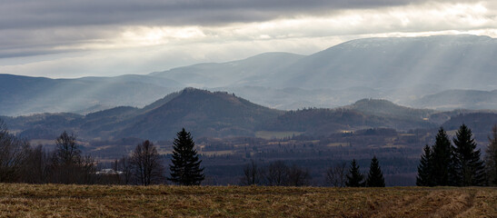 Panorama of the Sudetes from Rudawy Janowickie Mountains - Poland