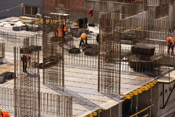 Construction site with cranes, residential complex
