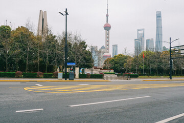 Fototapeta na wymiar Lujiazui Oriental Pearl Tower, Shanghai Bund