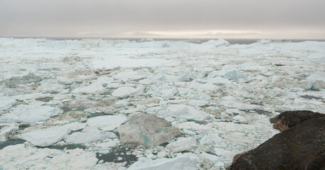 Climate Change. Iceberg from glacier in arctic nature landscape on Greenland. Icebergs in Ilulissat...
