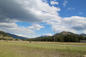 Fototapeta na wymiar landscape with mountains and clouds, Crowsnest Pass. Alberta