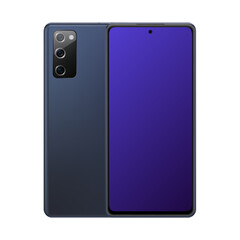 Galaxy Smartphone Mockup with Three Cameras. S20 Purple Isolated Model. Vector illustration