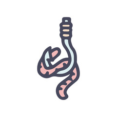 fishing hook with worm color vector doodle simple icon