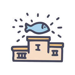 fishing competition color vector doodle simple icon