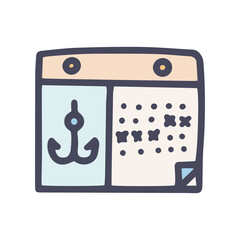 fishing calendar color vector doodle simple icon