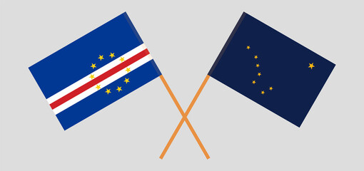 Crossed flags of the State of Alaska and Cape Verde. Official colors. Correct proportion