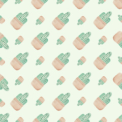 Watercolor Decorative Plants Seamless Pattern
