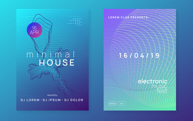 Neon dance flyer. Electro trance music. Techno dj party. Electronic sound event. Club fest poster.