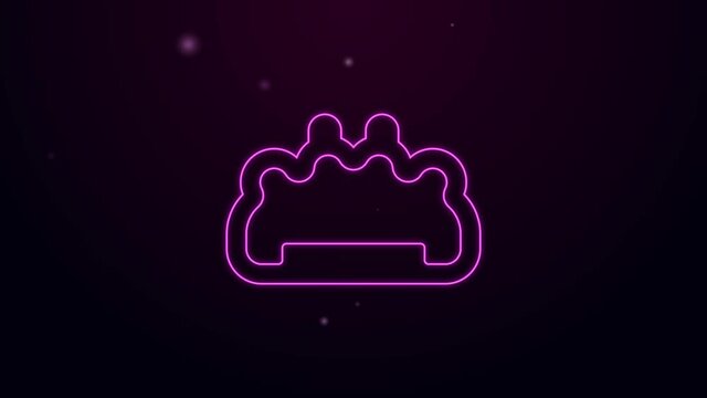 Glowing neon line Brass knuckles icon isolated on black background. 4K Video motion graphic animation