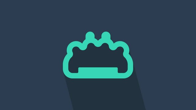 Turquoise Brass knuckles icon isolated on blue background. 4K Video motion graphic animation