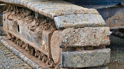 The Metal Track of a Large Front End Loader