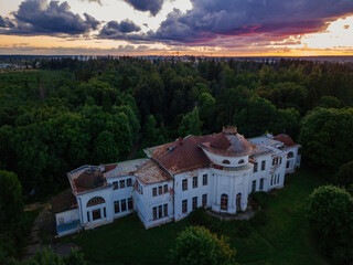 Old abandoned manor Lubvino in Moscow Region, Russia