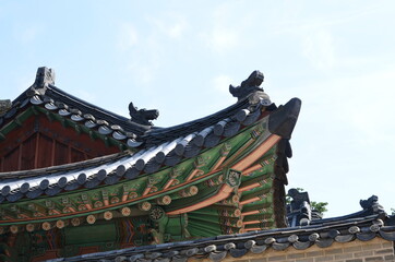 Traditional korean decor of village house, Seoul, South Korea