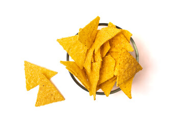 bowl with tortillas isolated white background