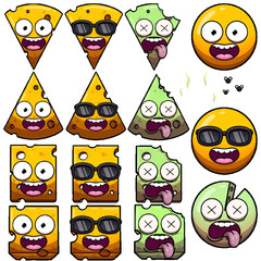 Cartoon Cheese Characters With Faces Set