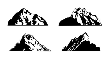Set Mountain outline images. Vector Illustration and logo.