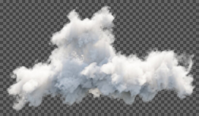 Vector illustration. Fluffy cloud or haze on a transparent background. Weather phenomenon.