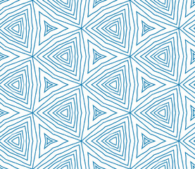 Ikat repeating swimwear design. Blue symmetrical